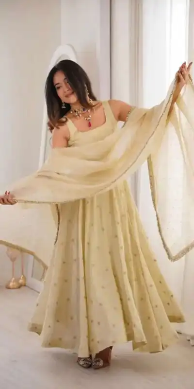 SRK 5325 Off White in Cosmos Embroidery Work & Lace Work Salwar Suit Gold. Available at ₹2099 only. Delivery 4-6 Working Days. Shop now. | Casual Suits, Jump Suits, Creative suits, Designer Suits, Palazzo Suits, Party Wear Suits, Patiala Suits, Salwar suit, Straight Suits