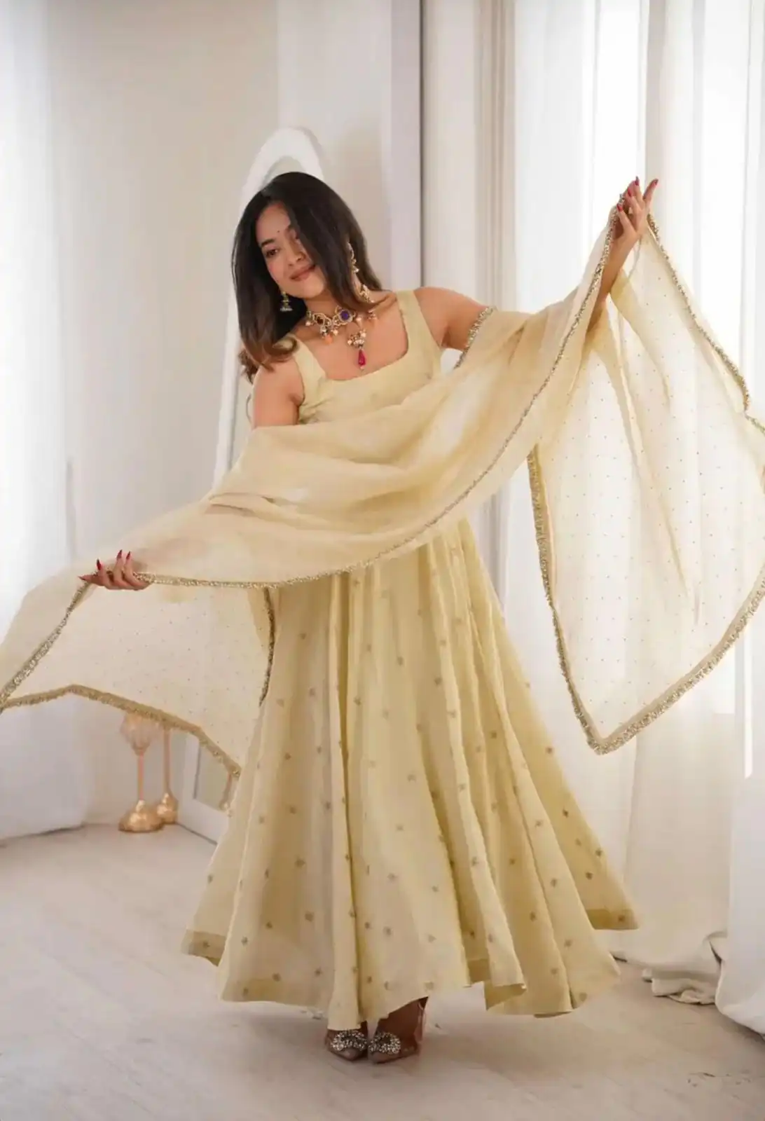 SRK 5325 Off White in Cosmos Embroidery Work & Lace Work Salwar Suit Gold. Available at ₹2099 only. Delivery 4-6 Working Days. Shop now. | Casual Suits, Jump Suits, Creative suits, Designer Suits, Palazzo Suits, Party Wear Suits, Patiala Suits, Salwar suit, Straight Suits