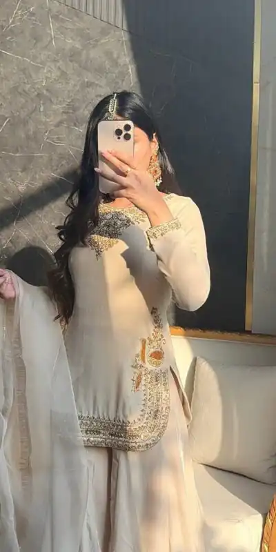 NF 1269 Off White Korean Satin Silk Salwar Suit with Lace Work & Embroidery Work. Exclusive Offer ₹2149. Delivery 4-6 Working Days. Shop now. | Casual Suits, Jump Suits, Creative suits, Designer Suits, Palazzo Suits, Party Wear Suits, Patiala Suits, Salwar suit, Straight Suits