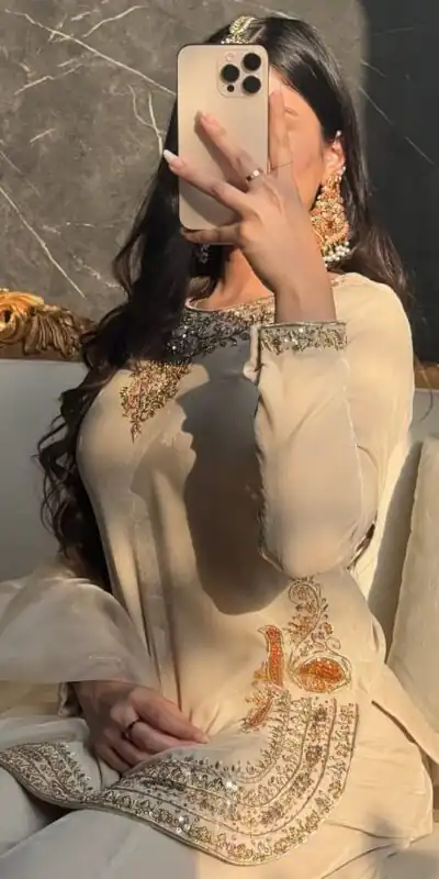 NF 1269 Off White Korean Satin Silk Salwar Suit with Lace Work & Embroidery Work. Exclusive Offer ₹2149. Delivery 4-6 Working Days. Shop now. | Casual Suits, Jump Suits, Creative suits, Designer Suits, Palazzo Suits, Party Wear Suits, Patiala Suits, Salwar suit, Straight Suits