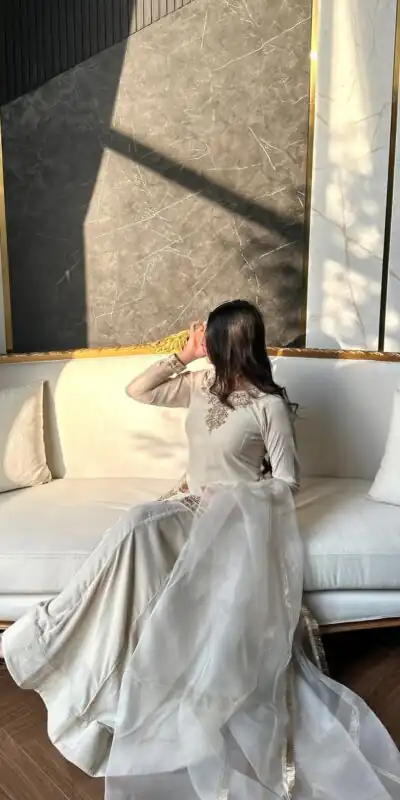 NF 1269 Off White Korean Satin Silk Salwar Suit with Lace Work & Embroidery Work. Exclusive Offer ₹2149. Delivery 4-6 Working Days. Shop now. | Casual Suits, Jump Suits, Creative suits, Designer Suits, Palazzo Suits, Party Wear Suits, Patiala Suits, Salwar suit, Straight Suits