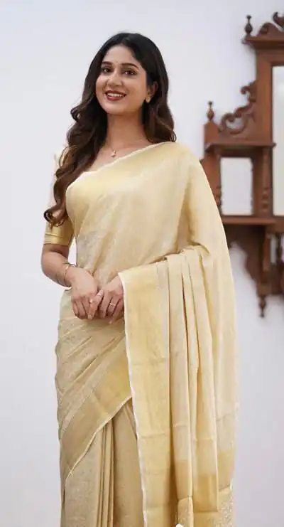 KPR 168 Off White in Soft Lichi Silk Lace Border & Lace Work Saree . Available at ₹1299 only. Delivery 4-6 Working Days. Shop now. | Creative Sarees, Bollywood Sarees, Designer Sarees, Embroidered Sarees, Ethnic Saree, Modern Digital sarees, Party Wear Sarees, Sarees