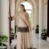Off White Natural Crap Thread Work Salwar Suit