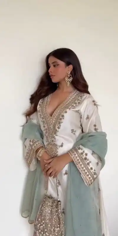 LG 2067 Off White Color Roman Silk Salwar Suit with Embroidery Work. Available at ₹1999 only. Delivery 4-6 Working Days. Shop now. | Casual Suits, Jump Suits, Creative suits, Designer Suits, Palazzo Suits, Party Wear Suits, Patiala Suits, Salwar suit, Straight Suits