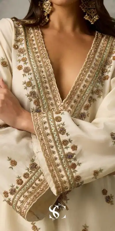 LG 2067 Off White Color Roman Silk Salwar Suit with Embroidery Work. Available at ₹1999 only. Delivery 4-6 Working Days. Shop now. | Casual Suits, Jump Suits, Creative suits, Designer Suits, Palazzo Suits, Party Wear Suits, Patiala Suits, Salwar suit, Straight Suits