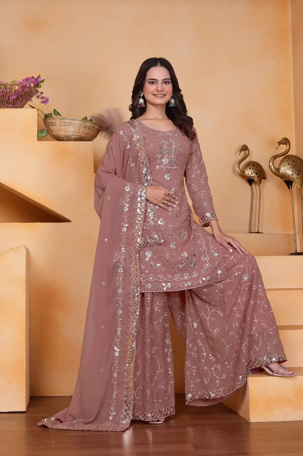 FE 99 Onion Color Fox Georgette Salwar Suit with Embroidery Work. Online Now at just ₹2549. Delivery 4-6 Working Days. Shop now. | Casual Suits, Jump Suits, Creative suits, Designer Suits, Palazzo Suits, Party Wear Suits, Patiala Suits, Salwar suit, Straight Suits