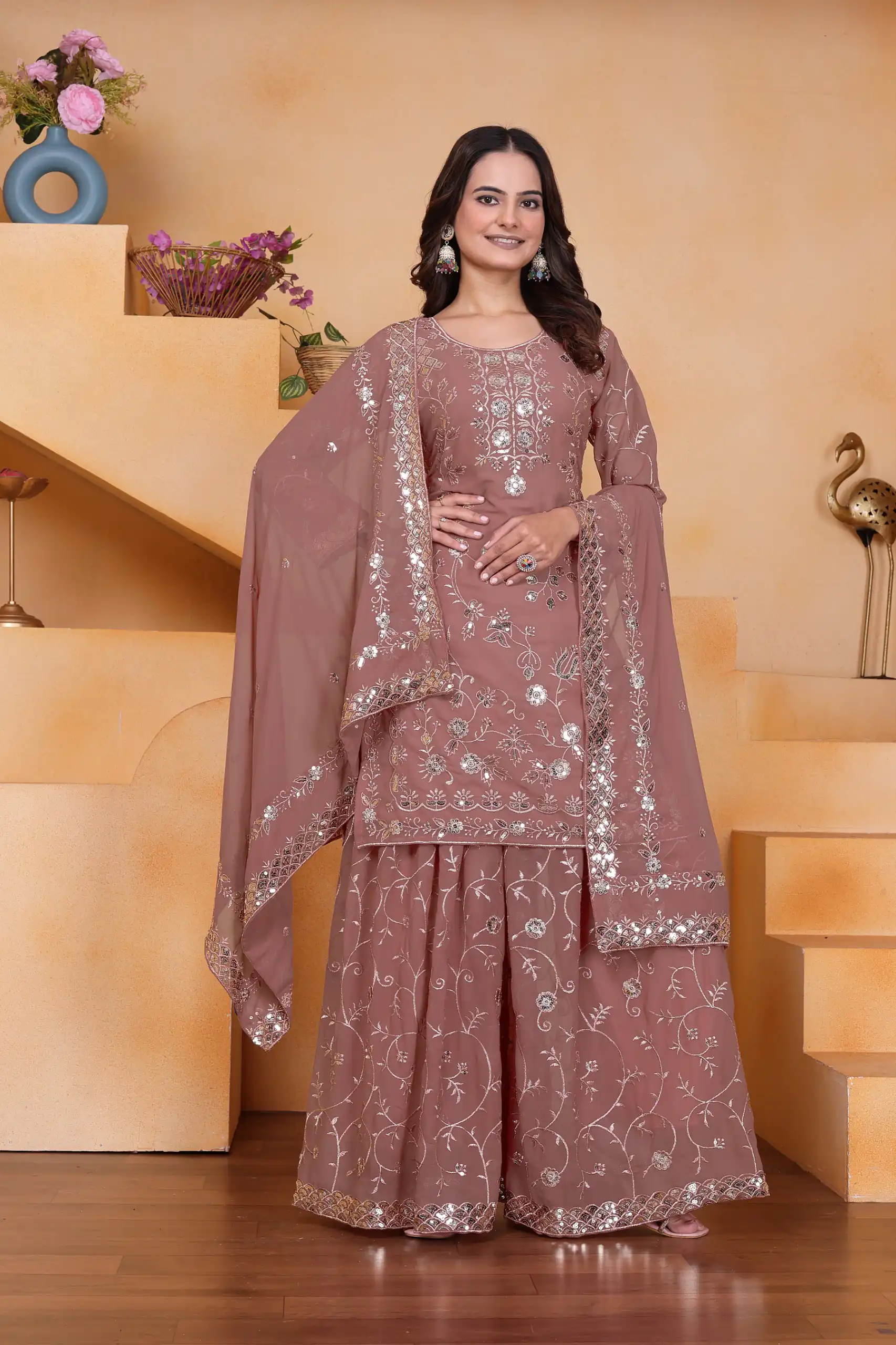 FE 99 Onion Color Fox Georgette Salwar Suit with Embroidery Work. Online Now at just ₹2549. Delivery 4-6 Working Days. Shop now. | Casual Suits, Jump Suits, Creative suits, Designer Suits, Palazzo Suits, Party Wear Suits, Patiala Suits, Salwar suit, Straight Suits