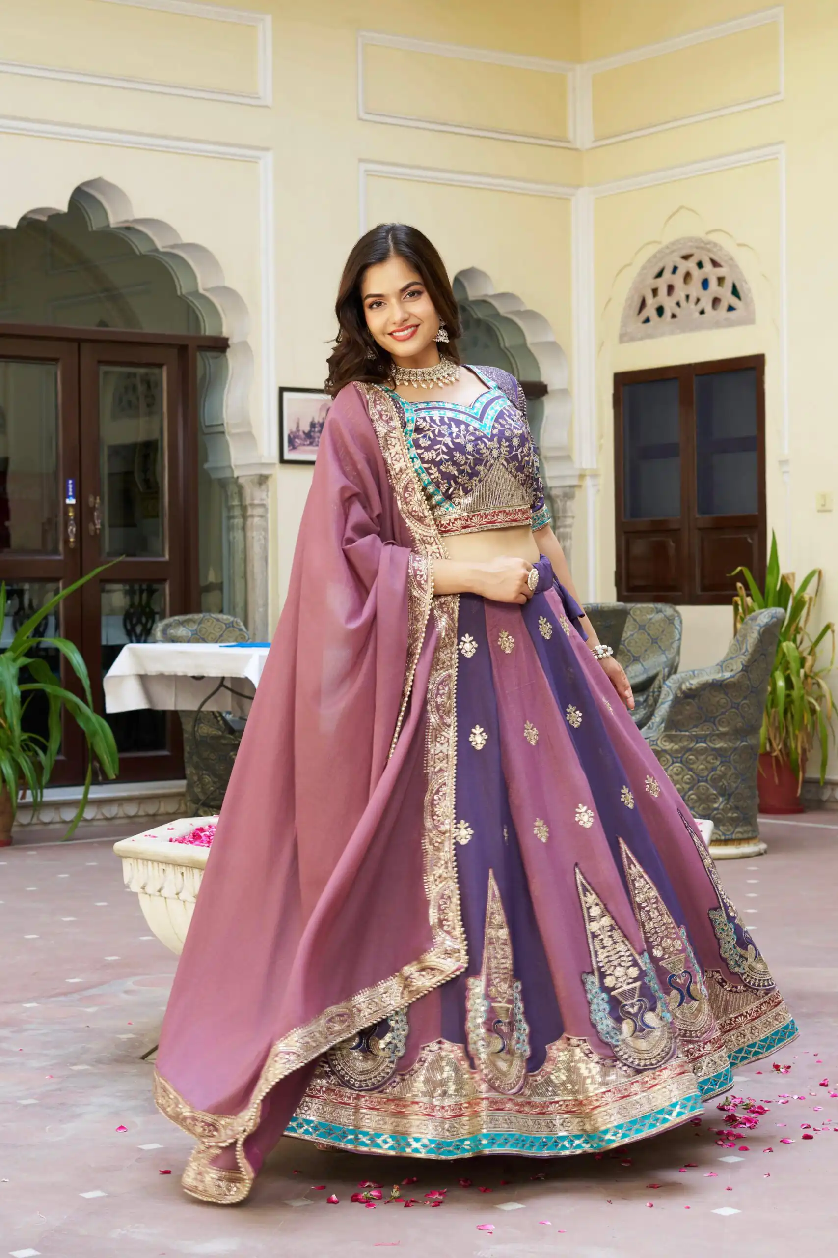Ram 149 Onion Star Georgette Lehenga Choli with Lace Work & Embroidery Work. Get it for ₹3449. Delivery 4-6 Working Days. Shop now. | Bollywood Lehenga, Creative Lehenga, Designer Lehenga, Embroidered Lehenga, Lehenga, Party Wear Lehenga