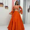 PC 565 Orange Color Chinon silk Lehenga Choli with Cut Work. Special Online Price ₹3049. Delivery 4-6 Working Days. Shop now. | Bollywood Lehenga, Creative Lehenga, Designer Lehenga, Embroidered Lehenga, Lehenga, Party Wear Lehenga