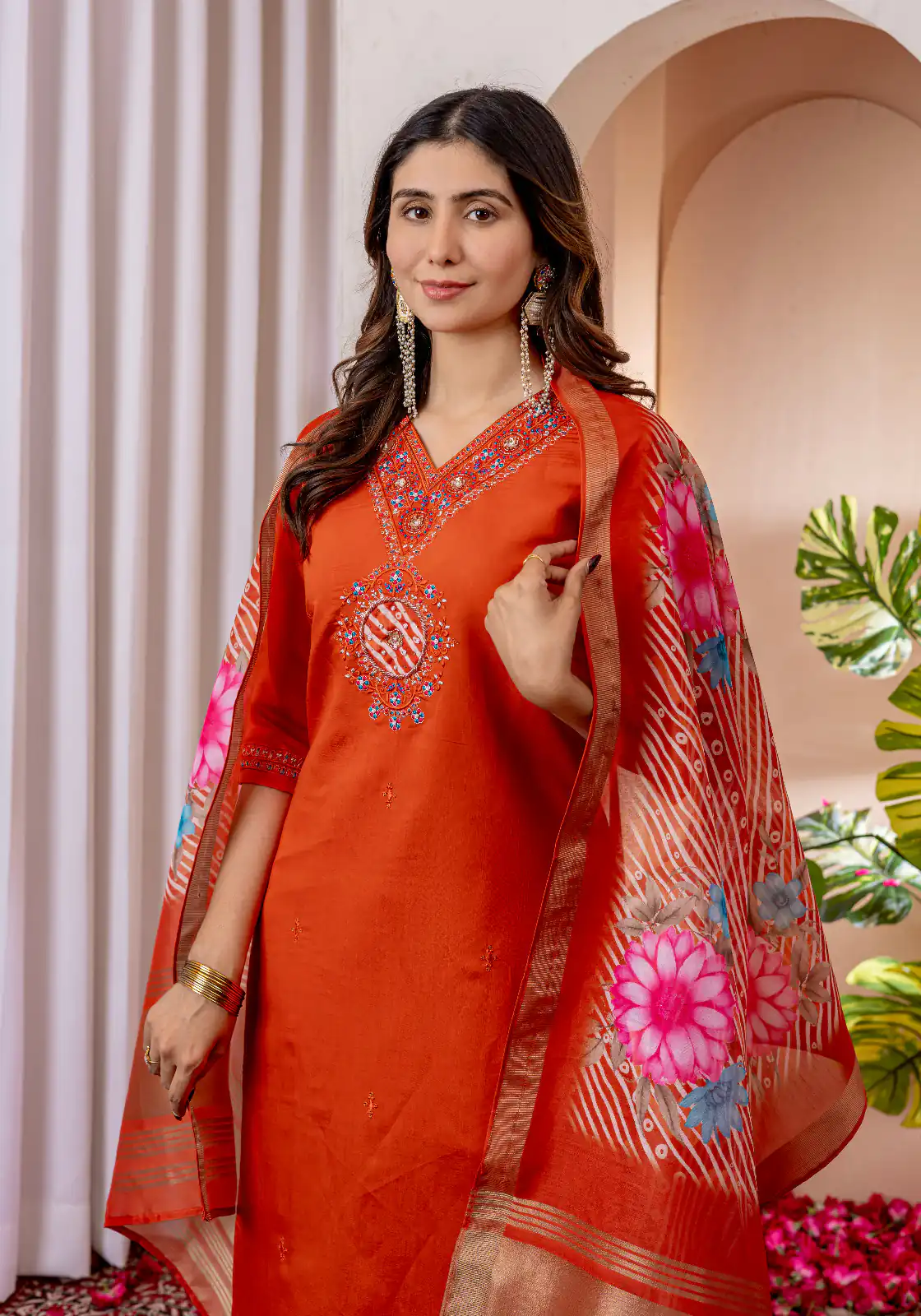 DIVA 112 Orange Marina Silk Salwar Suit with Embroidery Work. Introductory Price ₹1999. Delivery 4-6 Working Days. Shop now. | Casual Suits, Jump Suits, Creative suits, Designer Suits, Palazzo Suits, Party Wear Suits, Patiala Suits, Salwar suit, Straight Suits