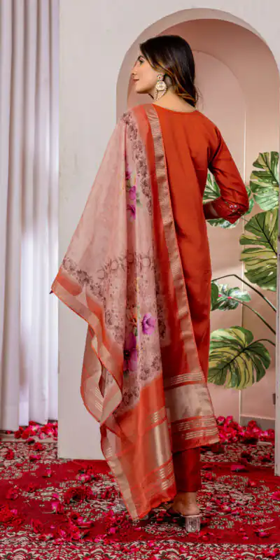 DIVA 111 Orange Viscose Silk Salwar Suit with Thread Embroidery Work. Best Price ₹2049. Delivery 4-6 Working Days. Shop now. | Casual Suits, Jump Suits, Creative suits, Designer Suits, Palazzo Suits, Party Wear Suits, Patiala Suits, Salwar suit, Straight Suits