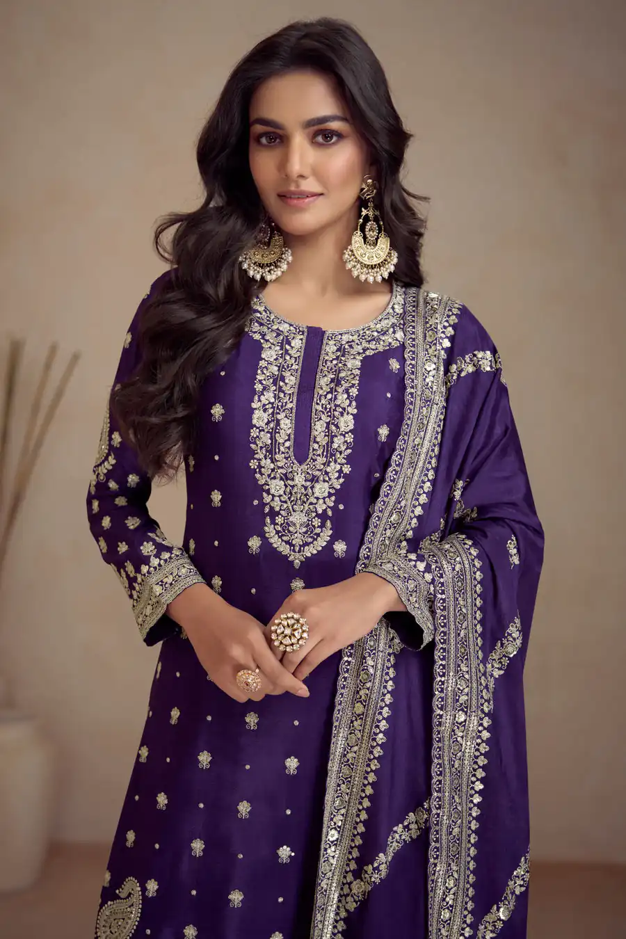 FC 7466 Purple Chinon Silk Salwar Suit with Embroidery Work & Lace Work. Affordable Price ₹2599. Delivery 4-6 Working Days. Shop now. | Casual Suits, Jump Suits, Creative suits, Designer Suits, Palazzo Suits, Party Wear Suits, Patiala Suits, Salwar suit, Straight Suits