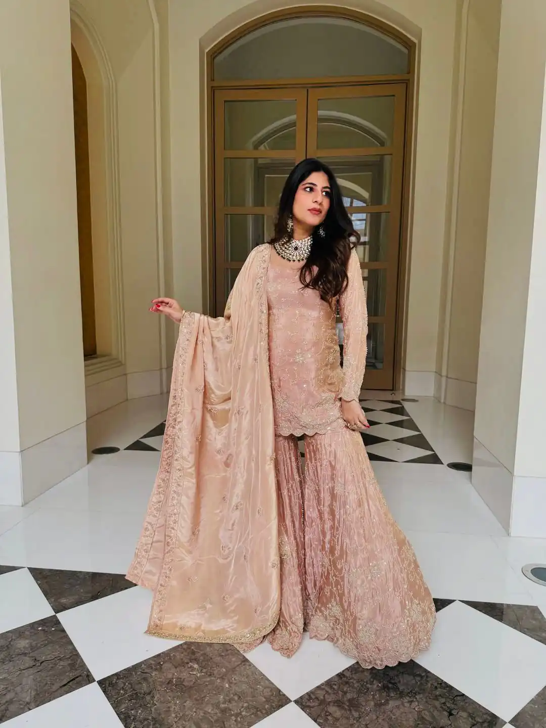 NSR 1704 Peach Color Simar Silk Salwar Suit with Embroidery Work. Now at just ₹2399. Delivery 4-6 Working Days. Shop now. | Casual Suits, Jump Suits, Creative suits, Designer Suits, Palazzo Suits, Party Wear Suits, Patiala Suits, Salwar suit, Straight Suits