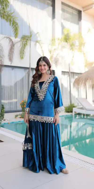 Z 111 Blue in Color 9000 Velvet. Mirror Work & Embroidery Work Salwar Suit Get it for ₹1999. Delivery 4-6 Working Days. Shop now. | Casual Suits, Jump Suits, Creative suits, Designer Suits, Palazzo Suits, Party Wear Suits, Patiala Suits, Salwar suit, Straight Suits