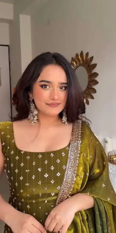 KD 1577 Mehendi Fendy Silk Salwar Suit with Mirror Work & Embroidery Work. Best Price ₹1999. Delivery 4-6 Working Days. Shop now. | Casual Suits, Jump Suits, Creative suits, Designer Suits, Palazzo Suits, Party Wear Suits, Patiala Suits, Salwar suit, Straight Suits