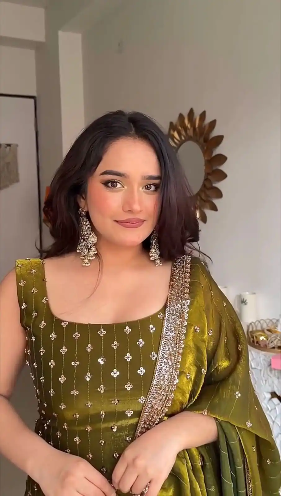 KD 1577 Mehendi Fendy Silk Salwar Suit with Mirror Work & Embroidery Work. Best Price ₹1999. Delivery 4-6 Working Days. Shop now. | Casual Suits, Jump Suits, Creative suits, Designer Suits, Palazzo Suits, Party Wear Suits, Patiala Suits, Salwar suit, Straight Suits