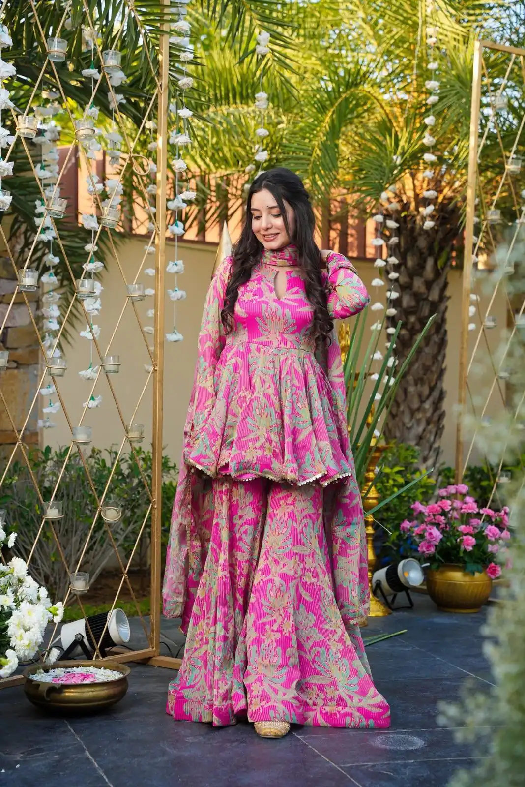 Pink Chinon Silk Printed Sequins Work Salwar Suit - Image 6