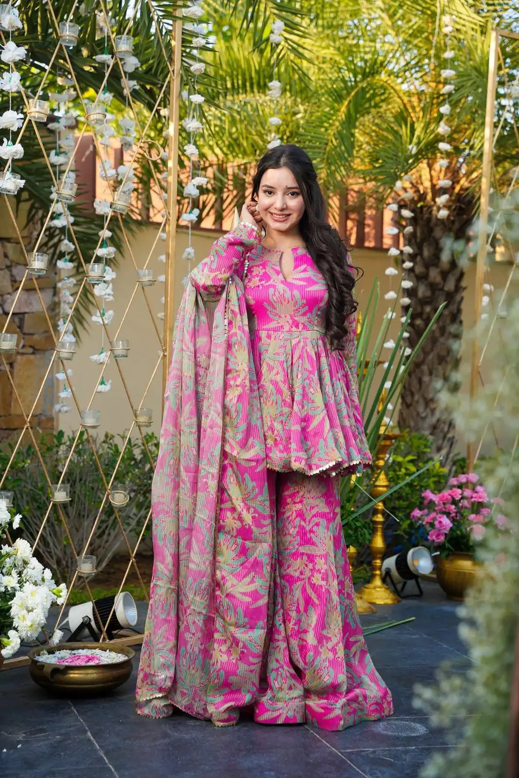 Pink Chinon Silk Printed Sequins Work Salwar Suit - Image 5