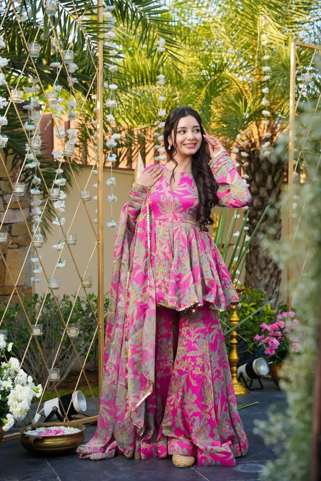 Pink Chinon Silk Printed Sequins Work Salwar Suit - Image 4