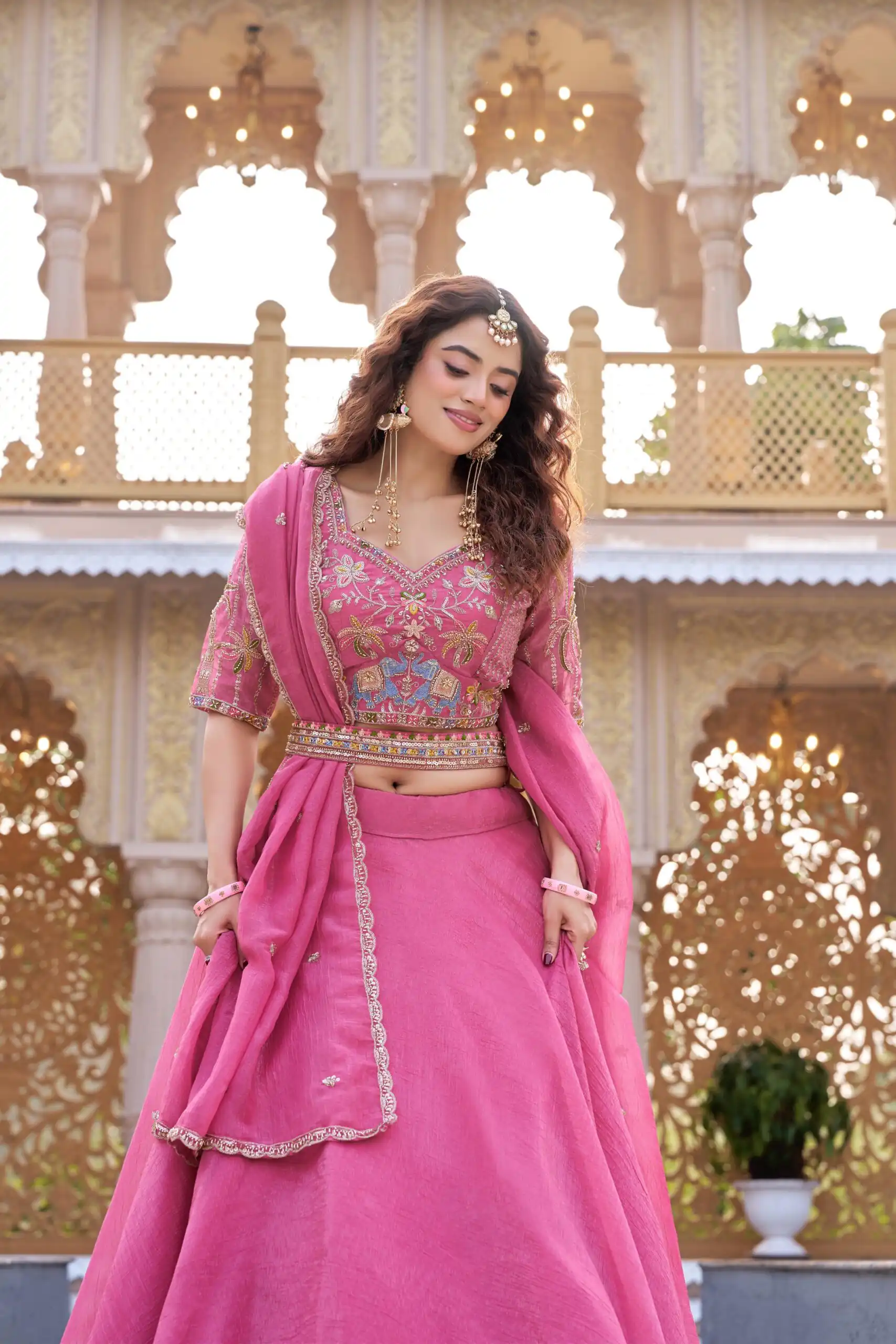 Ram 160 Pink Color Crunchy Lehenga Choli with Embroidery Work. Online Festive Deal ₹3199. Delivery 4-6 Working Days. Shop now. | Bollywood Lehenga, Creative Lehenga, Designer Lehenga, Embroidered Lehenga, Lehenga, Party Wear Lehenga