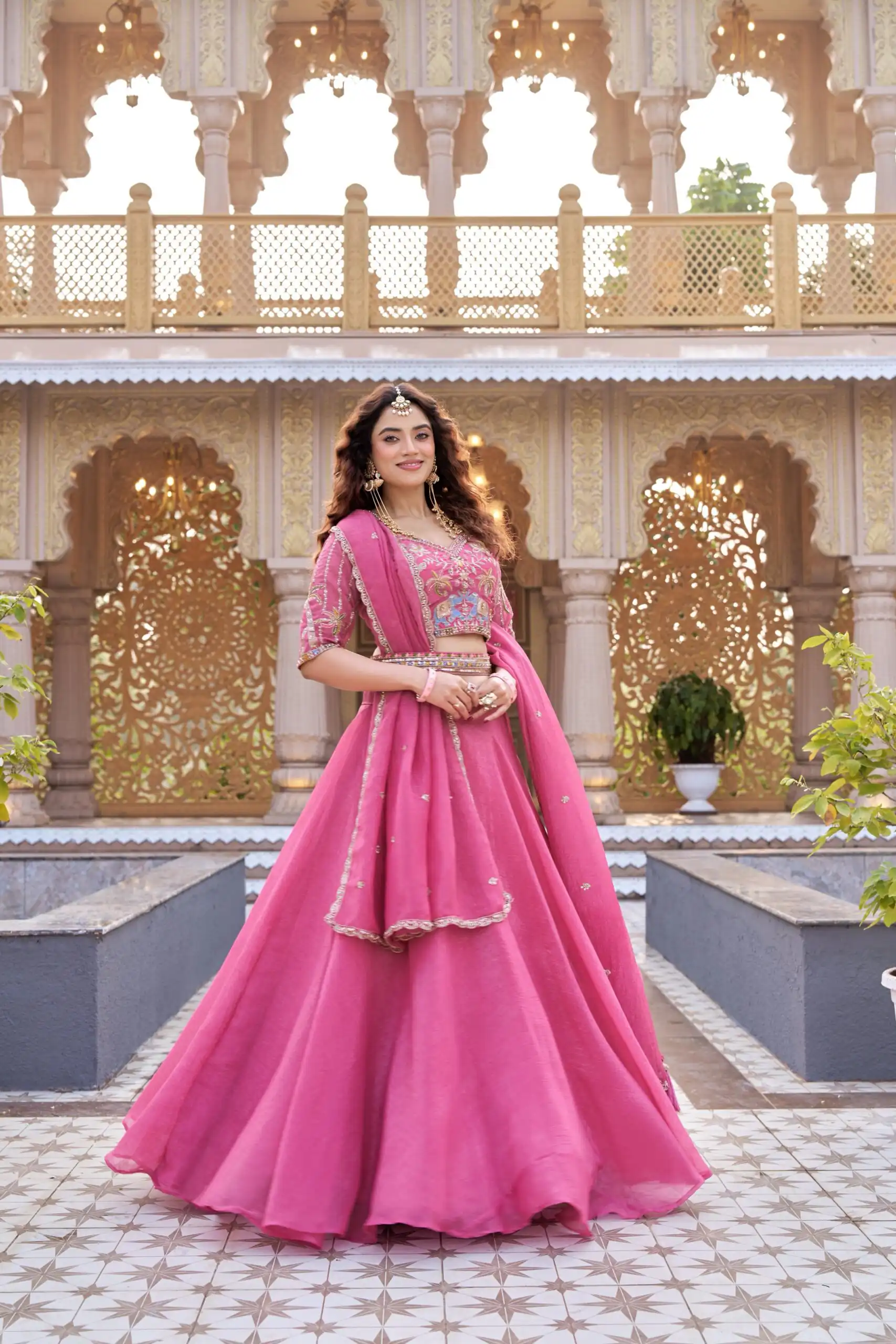 Ram 160 Pink Color Crunchy Lehenga Choli with Embroidery Work. Online Festive Deal ₹3199. Delivery 4-6 Working Days. Shop now. | Bollywood Lehenga, Creative Lehenga, Designer Lehenga, Embroidered Lehenga, Lehenga, Party Wear Lehenga