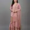 ZF 250 Pink Color Faux Georgette Embroidery Sequence Work Sharara Suit Wedding, Party, Festive, Events Etc. Expected Delivery 4-6 Working Days @2099/- | Casual Suits, Jump Suits, Creative suits, Designer Suits, Palazzo Suits, Party Wear Suits, Patiala Suits, Salwar suit, Straight Suits