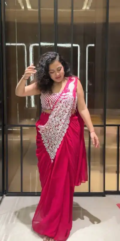 ST 1165 Pink Faux Georgette Saree with Embroidery Work & Sequins Work. Now at just ₹1799. Delivery 4-6 Working Days. Shop now. | Creative Sarees, Bollywood Sarees, Designer Sarees, Embroidered Sarees, Ethnic Saree, Modern Digital sarees, Party Wear Sarees, Sarees