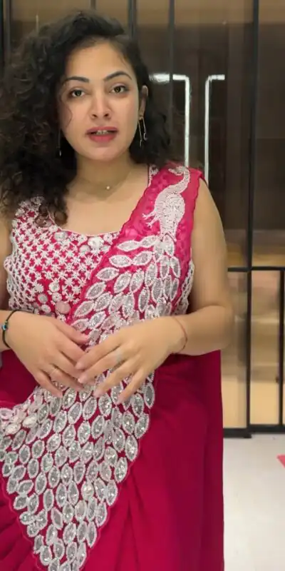 ST 1165 Pink Faux Georgette Saree with Embroidery Work & Sequins Work. Now at just ₹1799. Delivery 4-6 Working Days. Shop now. | Creative Sarees, Bollywood Sarees, Designer Sarees, Embroidered Sarees, Ethnic Saree, Modern Digital sarees, Party Wear Sarees, Sarees