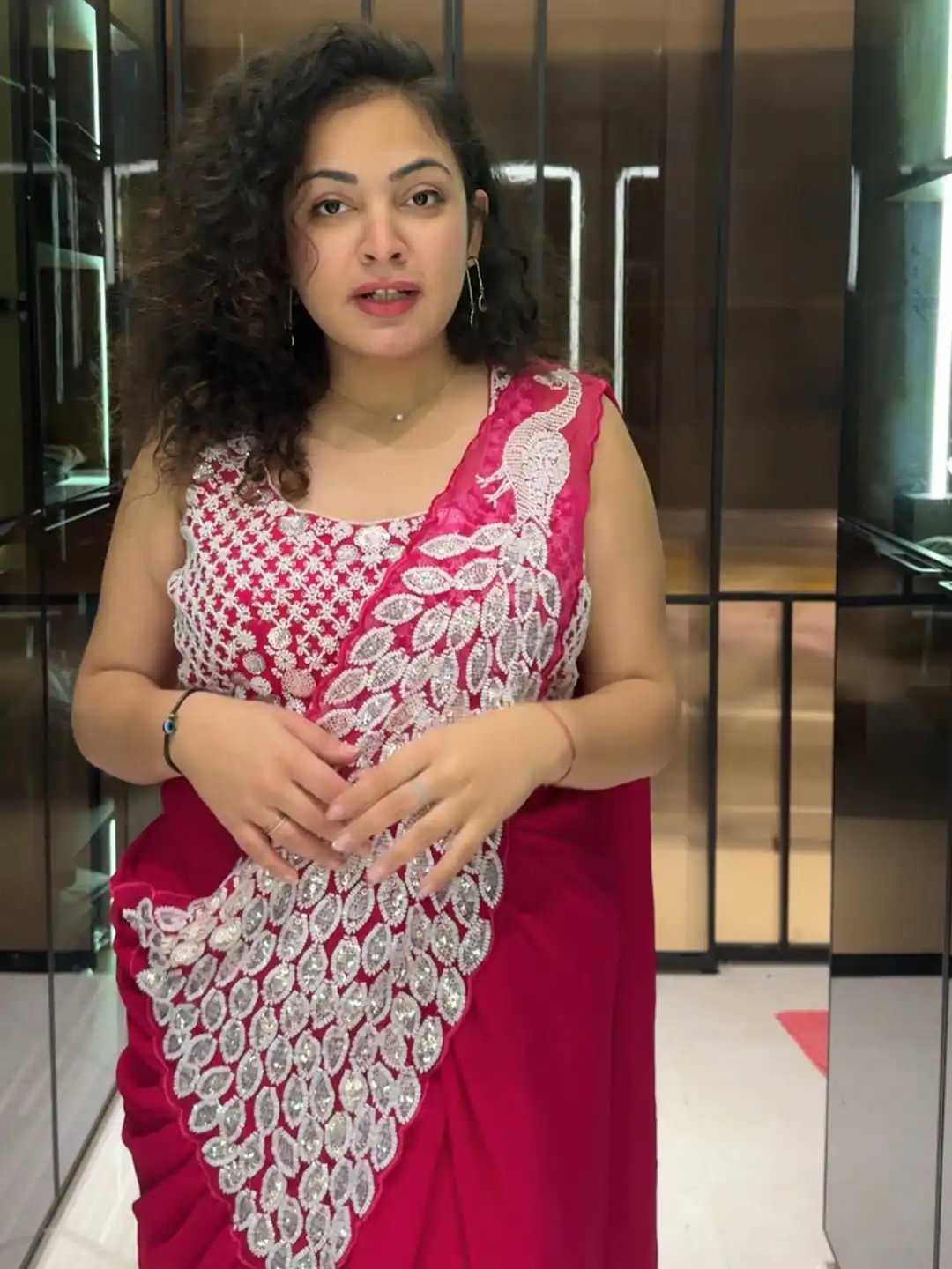 ST 1165 Pink Faux Georgette Saree with Embroidery Work & Sequins Work. Now at just ₹1799. Delivery 4-6 Working Days. Shop now. | Creative Sarees, Bollywood Sarees, Designer Sarees, Embroidered Sarees, Ethnic Saree, Modern Digital sarees, Party Wear Sarees, Sarees