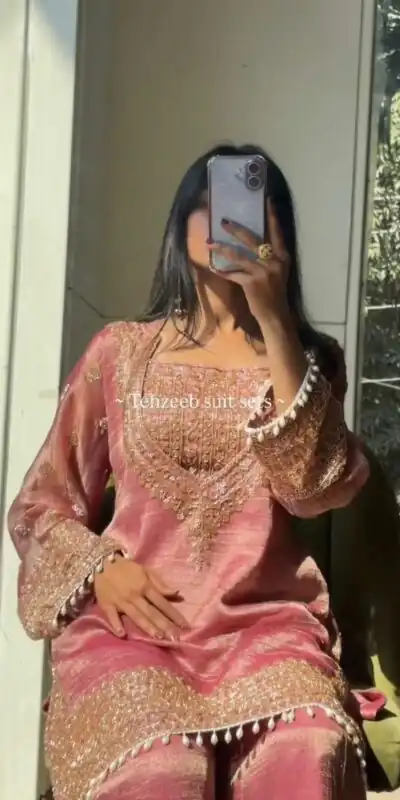 SR 1705 Pink Pista Fendy Silk Salwar Suit Perfect for Wedding, Party, Cultural Events, Sangeet, Housewarming – . Grab it for ₹2449. Delivery 4-6 Working Da | Casual Suits, Jump Suits, Creative suits, Designer Suits, Palazzo Suits, Party Wear Suits, Patiala Suits, Salwar suit, Straight Suits