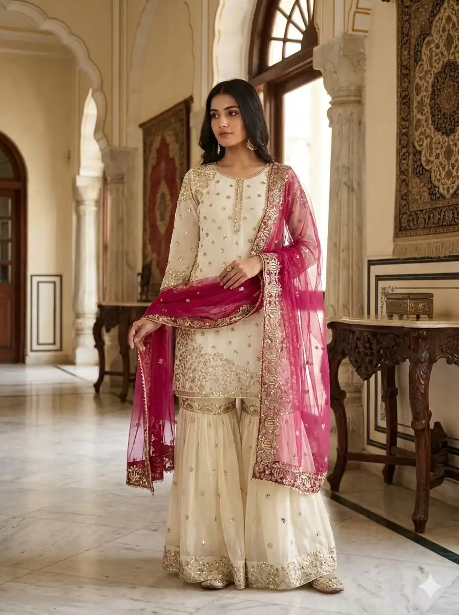 JF 041 Pink Fendy Silk Salwar Suitwith Embroidery Work & Lace Work. Now at just ₹2149. Delivery 4-6 Working Days. Shop now. | Casual Suits, Jump Suits, Creative suits, Designer Suits, Palazzo Suits, Party Wear Suits, Patiala Suits, Salwar suit, Straight Suits
