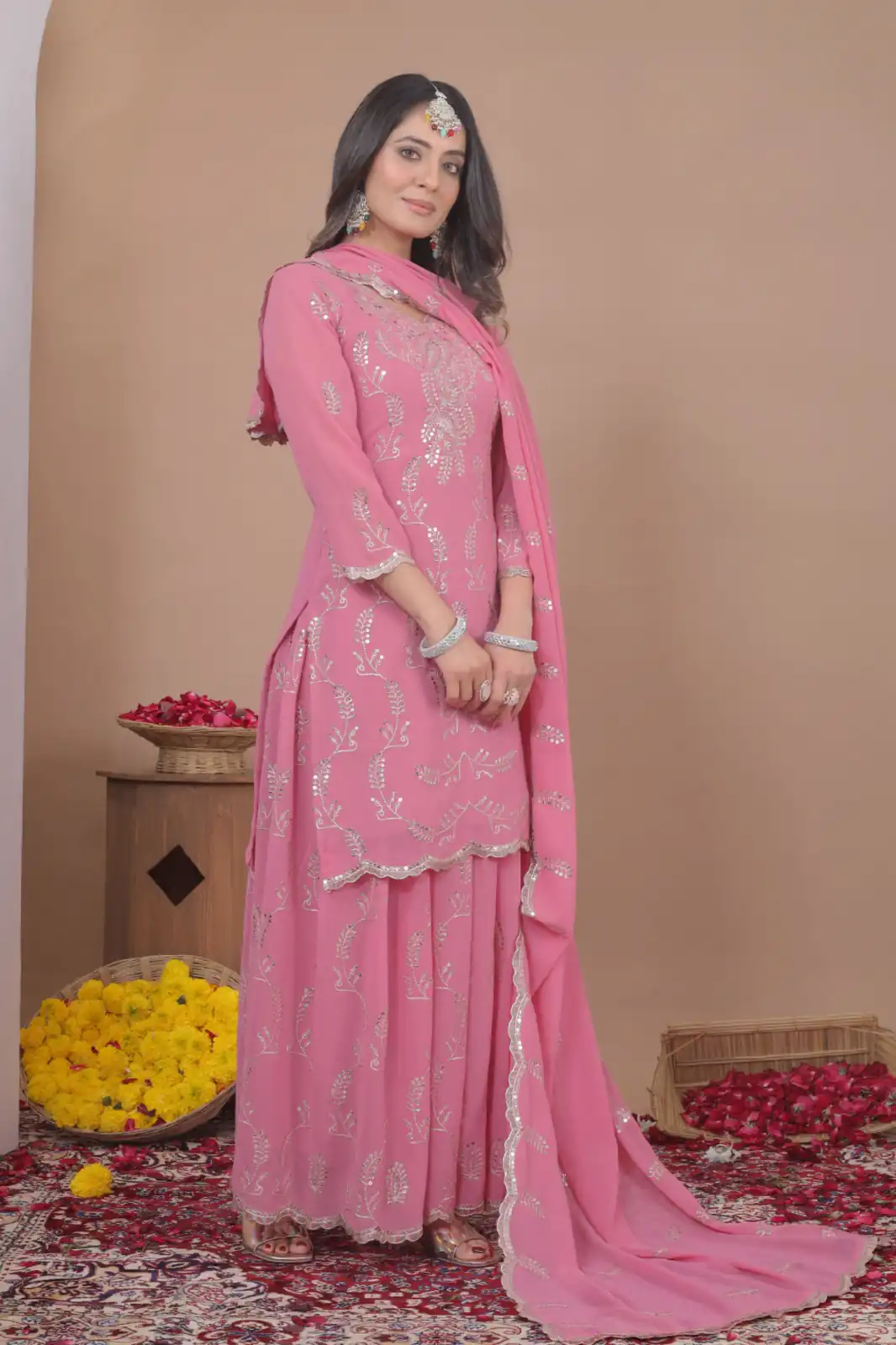 Pink Georgette Sequence Work Salwar Suit - Image 2