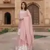 BE 442 Pink Organza Silk Salwar Suit with Embroidery Work & Cowrie Work. Grab it for ₹2049. Delivery 4-6 Working Days. Shop now. | Casual Suits, Jump Suits, Creative suits, Designer Suits, Palazzo Suits, Party Wear Suits, Patiala Suits, Salwar suit, Straight Suits
