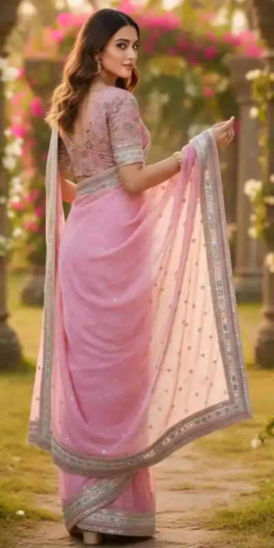 SC 1018 Pink Soft Organza Silk Saree with Lace Work & Embroidery Work. Festive Deal ₹2099. Delivery 4-6 Working Days. Shop now. | Creative Sarees, Bollywood Sarees, Designer Sarees, Embroidered Sarees, Ethnic Saree, Modern Digital sarees, Party Wear Sarees, Sarees