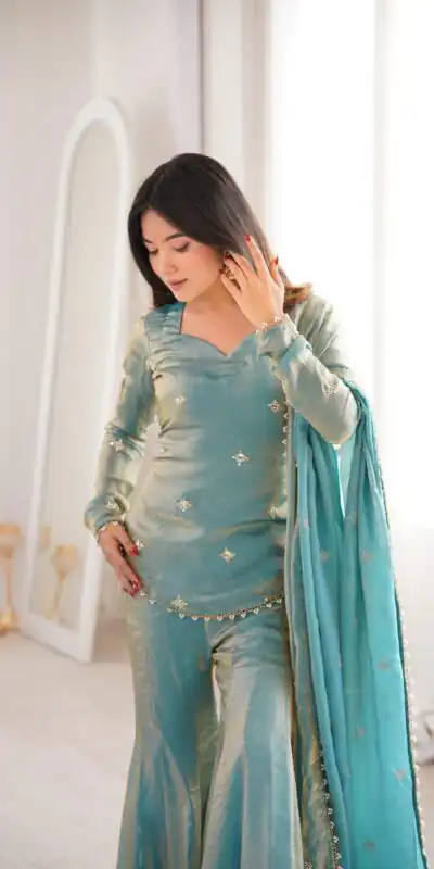 ZSR 3159 Pista Fendy Silk Salwar Suitwith Embroidery Work & Lace Work. Now at just ₹2049. Delivery 4-6 Working Days. Shop now. | Casual Suits, Jump Suits, Creative suits, Designer Suits, Palazzo Suits, Party Wear Suits, Patiala Suits, Salwar suit, Straight Suits