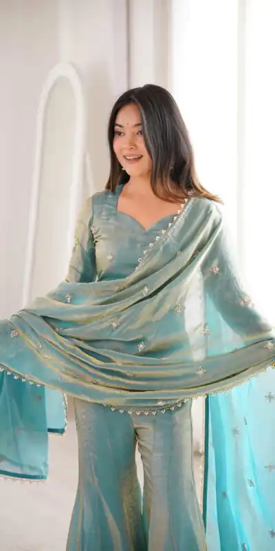 ZSR 3159 Pista Fendy Silk Salwar Suitwith Embroidery Work & Lace Work. Now at just ₹2049. Delivery 4-6 Working Days. Shop now. | Casual Suits, Jump Suits, Creative suits, Designer Suits, Palazzo Suits, Party Wear Suits, Patiala Suits, Salwar suit, Straight Suits