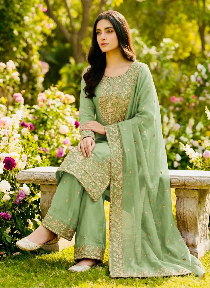 SRK 5316 Pista Organza Silk Salwar Suit Perfect for Wedding, Party, Makar Sankranti, Eid, Durga Puja – . Affordable Price ₹2149. Delivery 4-6 Workin | Casual Suits, Jump Suits, Creative suits, Designer Suits, Palazzo Suits, Party Wear Suits, Patiala Suits, Salwar suit, Straight Suits
