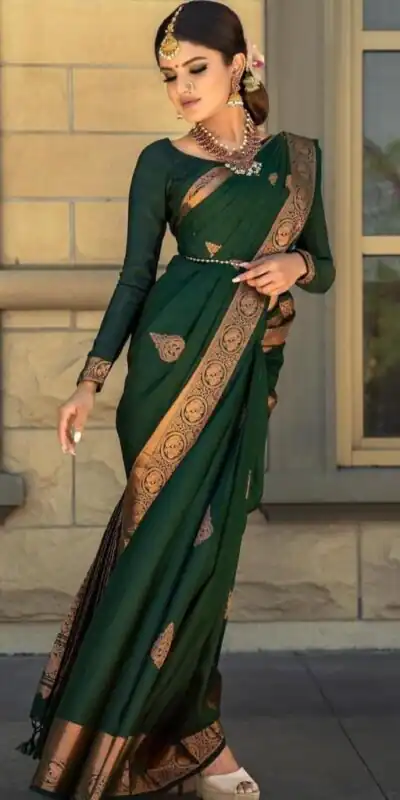 KPR 129 Green Soft Lichi Silk Saree Perfect for Wedding, Party, Reception, Diwali, Ethnic Day – . Affordable Price ₹1349. Delivery 4-6 Working Days. | Creative Sarees, Bollywood Sarees, Designer Sarees, Embroidered Sarees, Ethnic Saree, Modern Digital sarees, Party Wear Sarees, Sarees
