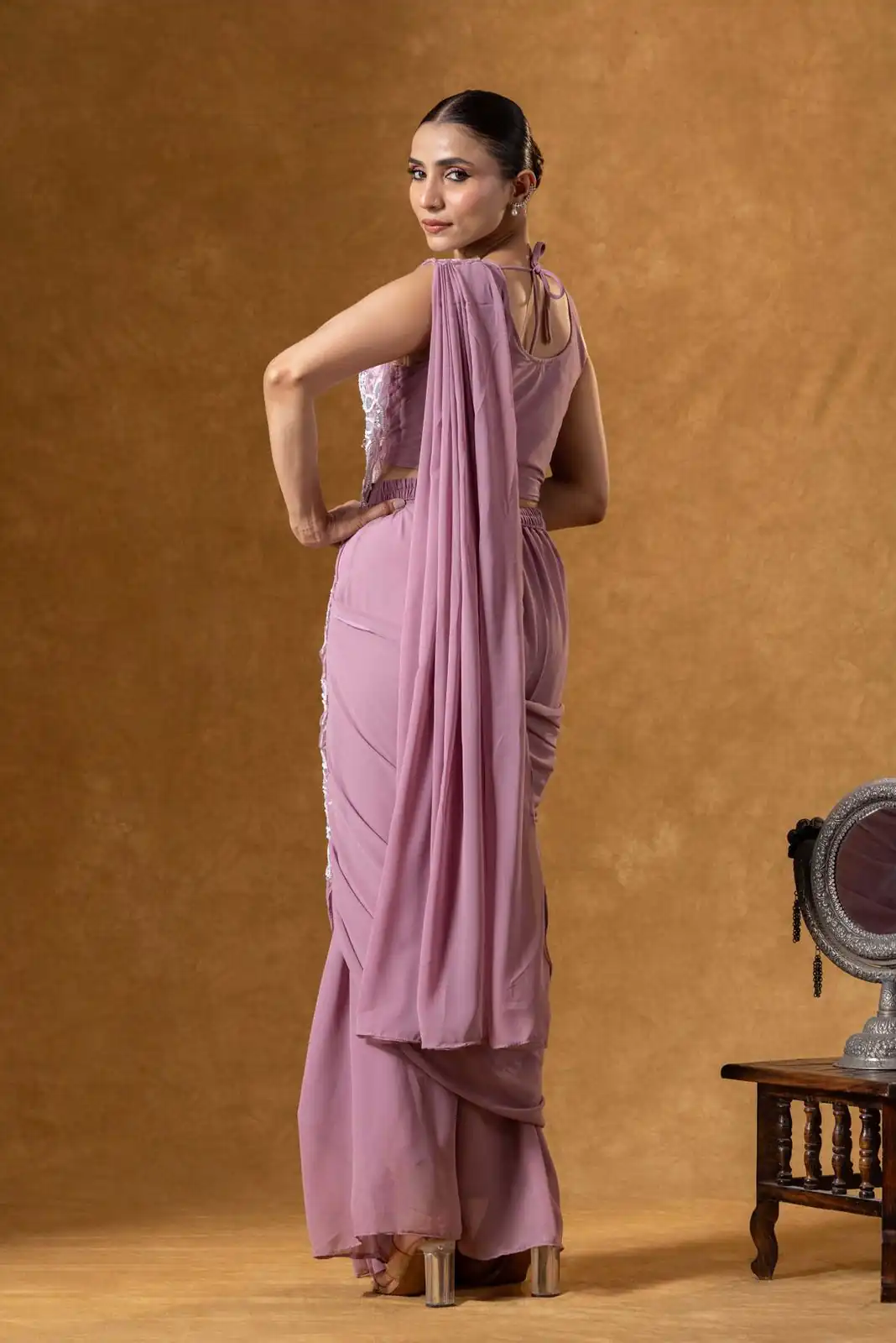 ST 1165 Onion Faux Georgette Saree with Embroidery Work & Sequins Work. Now at just ₹1799. Delivery 4-6 Working Days. Shop now. | Creative Sarees, Bollywood Sarees, Designer Sarees, Embroidered Sarees, Ethnic Saree, Modern Digital sarees, Party Wear Sarees, Sarees