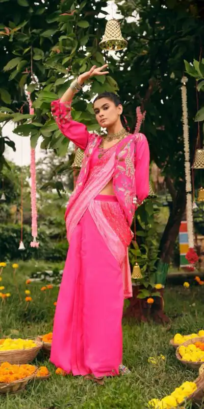 RR 34 Pink Shimmer Saree Perfect for Wedding, Party, Cultural Events, Durga Puja, Reception – . Best Price ₹2049. Delivery 4-6 Working Days. Shop now. | Creative Sarees, Bollywood Sarees, Designer Sarees, Embroidered Sarees, Ethnic Saree, Modern Digital sarees, Party Wear Sarees, Sarees