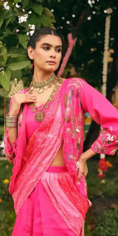 RR 34 Pink Shimmer Saree Perfect for Wedding, Party, Cultural Events, Durga Puja, Reception – . Best Price ₹2049. Delivery 4-6 Working Days. Shop now. | Creative Sarees, Bollywood Sarees, Designer Sarees, Embroidered Sarees, Ethnic Saree, Modern Digital sarees, Party Wear Sarees, Sarees