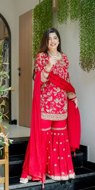 SRK 5302 Red Color Georgette Salwar Suit with Embroidery Work. online Get it for ₹1899. Delivery 4-6 Working Days. Shop now. | Casual Suits, Jump Suits, Creative suits, Designer Suits, Palazzo Suits, Party Wear Suits, Patiala Suits, Salwar suit, Straight Suits