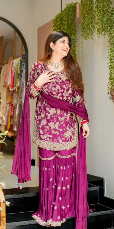 SRK 5302 Wine Color Georgette Salwar Suit with Embroidery Work. online Get it for ₹1899. Delivery 4-6 Working Days. Shop now. | Casual Suits, Jump Suits, Creative suits, Designer Suits, Palazzo Suits, Party Wear Suits, Patiala Suits, Salwar suit, Straight Suits