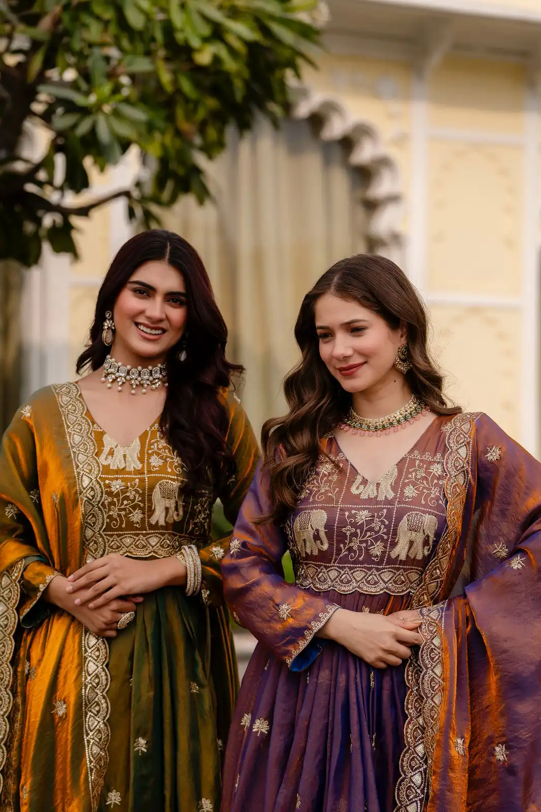 Purple Fendy Satin Embroidery Work Gown - Image 16