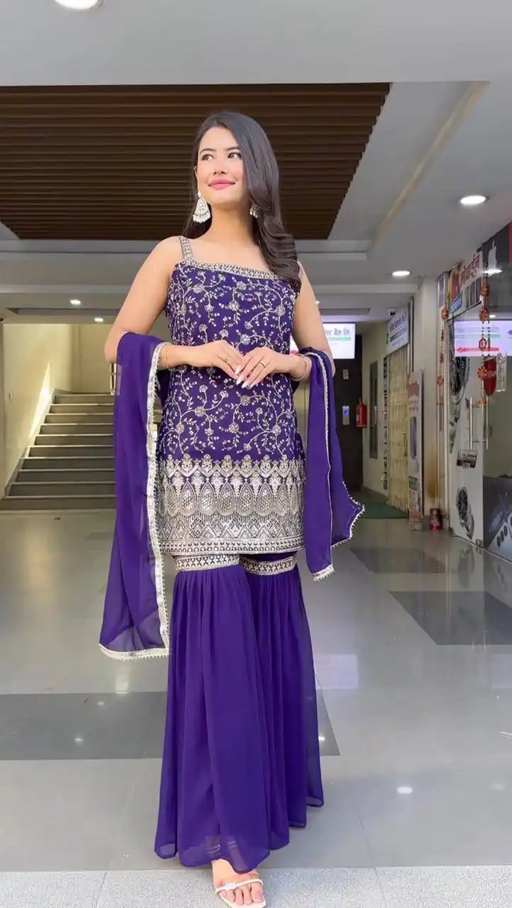 DC 93 Purple Fox Georgette Salwar Suit Perfect for Wedding, Party, Eid, Temple Visit, Engagement – . Now at just ₹1899. Delivery 4-6 Working Days. Shop now | Casual Suits, Jump Suits, Creative suits, Designer Suits, Palazzo Suits, Party Wear Suits, Patiala Suits, Salwar suit, Straight Suits
