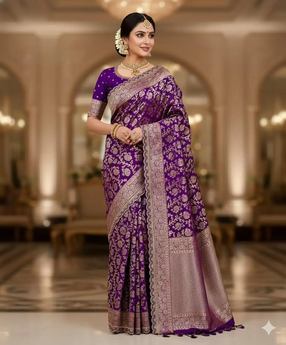 MS 451 Purple Litchi Silk Saree with Embroidery Work & Lace Work. Available at ₹1399 only. Delivery 4-6 Working Days. Shop now. | Creative Sarees, Bollywood Sarees, Designer Sarees, Embroidered Sarees, Ethnic Saree, Modern Digital sarees, Party Wear Sarees, Sarees