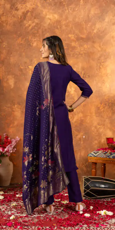 DIVA 103 Purple Marina Silk Salwar Suit with Embroidery Work. Introductory Price ₹2049. Delivery 4-6 Working Days. Shop now. | Casual Suits, Jump Suits, Creative suits, Designer Suits, Palazzo Suits, Party Wear Suits, Patiala Suits, Salwar suit, Straight Suits