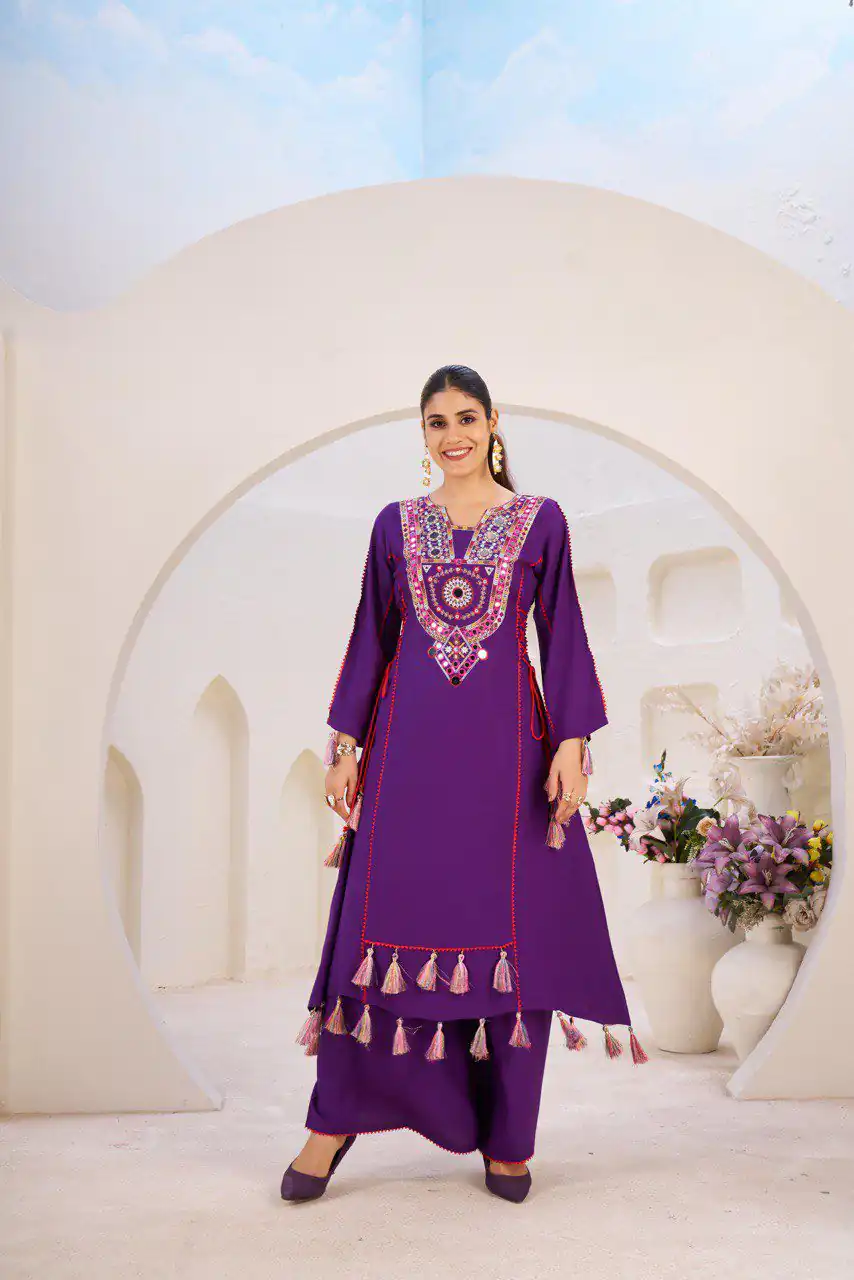 MF 912 Purple in Rayon Cotton Embroidery & Mirror Work Salwar Suit . Introductory Price ₹1899. Delivery 4-6 Working Days. Shop now. | Casual Suits, Jump Suits, Creative suits, Designer Suits, Palazzo Suits, Party Wear Suits, Patiala Suits, Salwar suit, Straight Suits