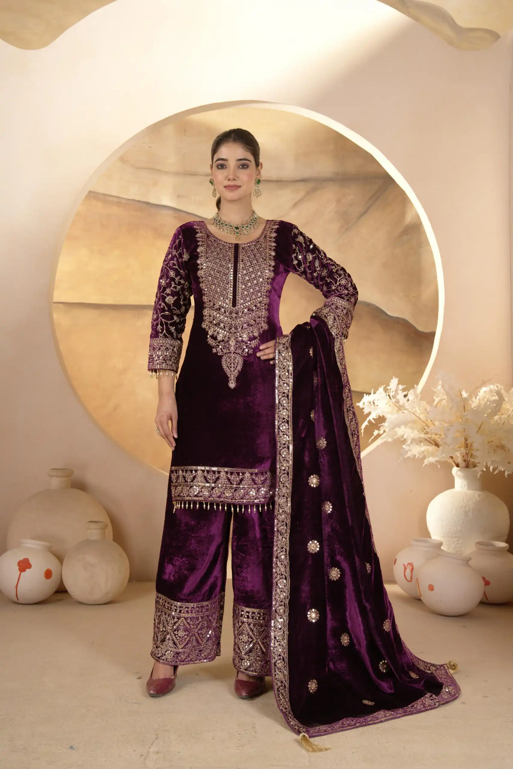 NF 1231 Purple Viscose Velvet Salwar Suit. Perfect for Wedding, Party, Traditional Day, Baisakhi, Eid – Available at ₹2399 only. Delivery 4-6 Workin | Casual Suits, Jump Suits, Creative suits, Designer Suits, Palazzo Suits, Party Wear Suits, Patiala Suits, Salwar suit, Straight Suits