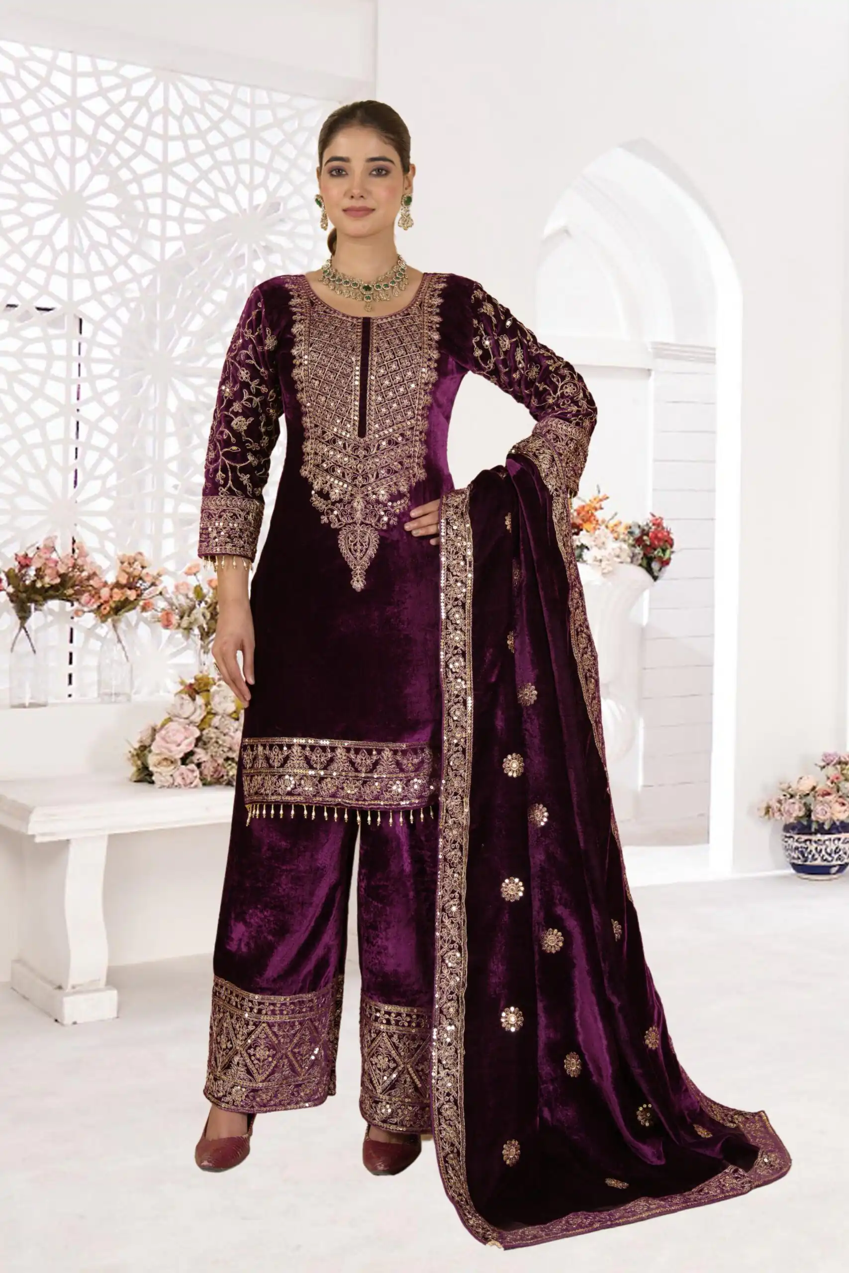 NF 1231 Purple Viscose Velvet Salwar Suit. Perfect for Wedding, Party, Traditional Day, Baisakhi, Eid – Available at ₹2399 only. Delivery 4-6 Workin | Casual Suits, Jump Suits, Creative suits, Designer Suits, Palazzo Suits, Party Wear Suits, Patiala Suits, Salwar suit, Straight Suits
